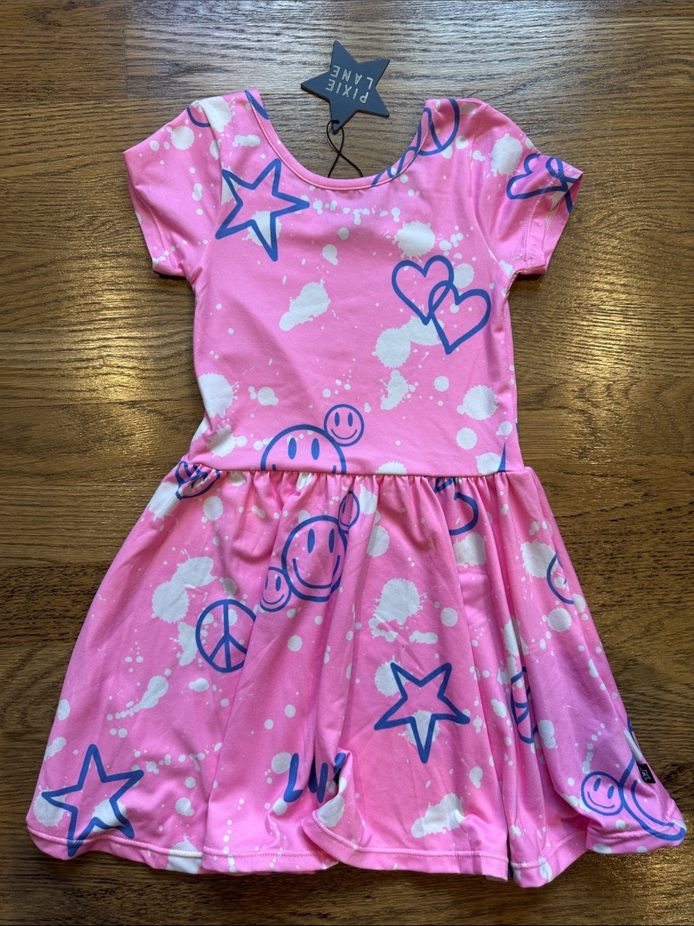 Pixielane Pink Smiley Heart Twirl Dress 4T NWT